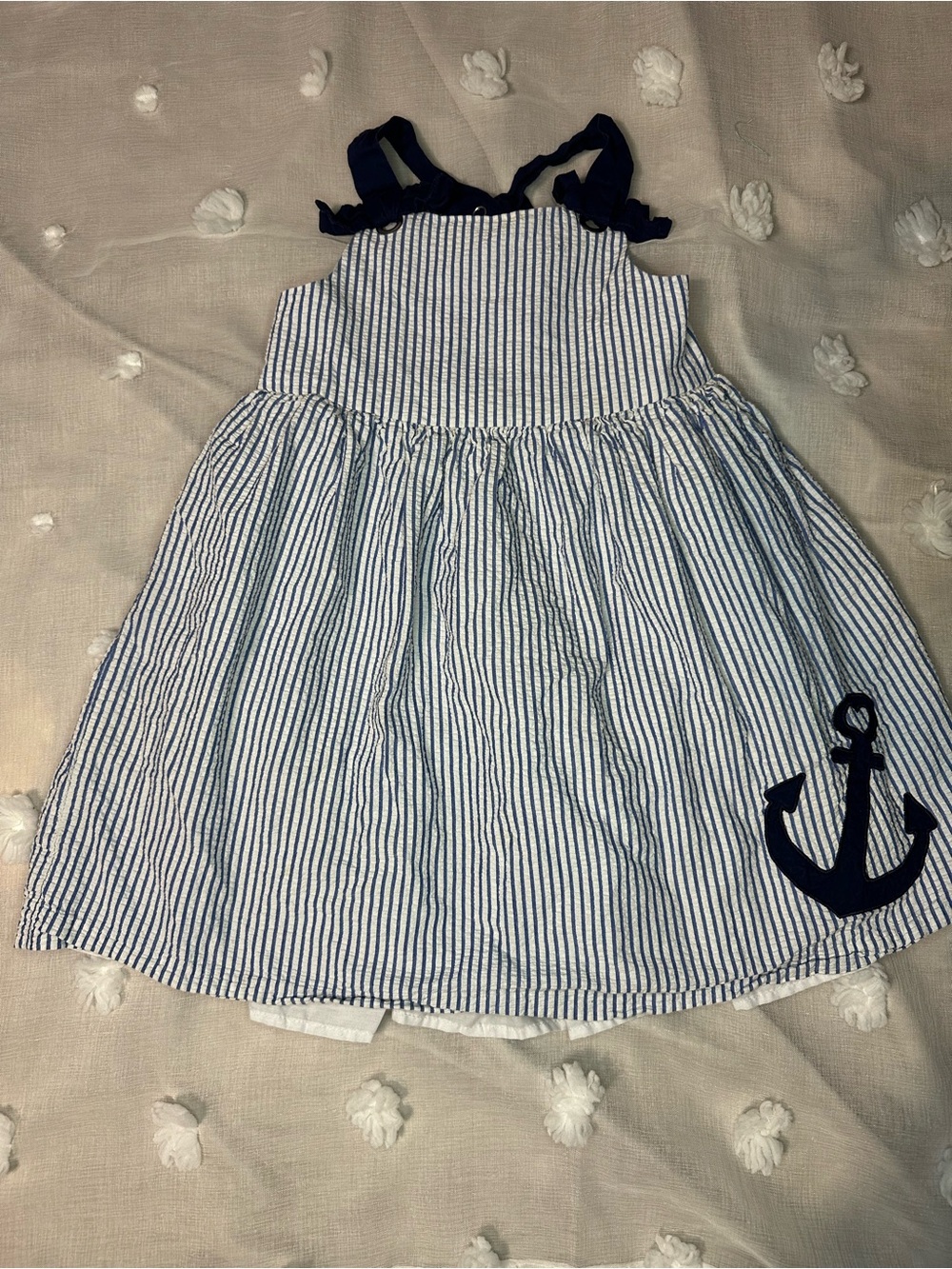 Tahari White & Navy Striped Anchor Sundress for Girls